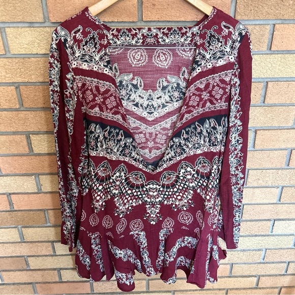 Free People Smooth Talker Tunic Mini Dress Women Floral Boho Chic Cottagecore - Picture 3 of 7